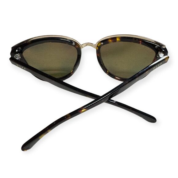 Diff Reflective Polarized‎ Sunglasses Brown Frame Yellow Lens Cat Eye Retro main image 9